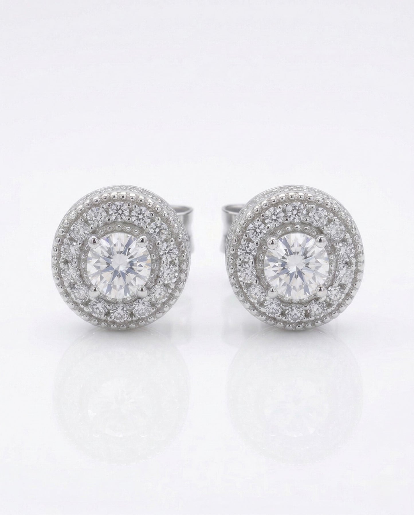MOSSANITE DOUBLE HALO STUDS
