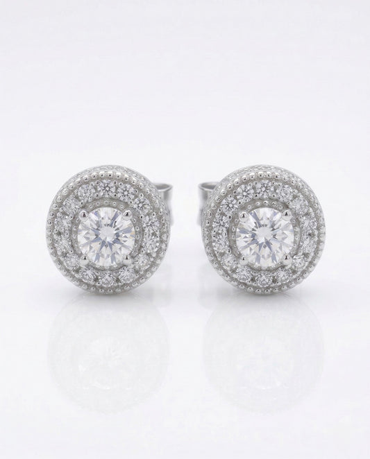 MOSSANITE DOUBLE HALO STUDS