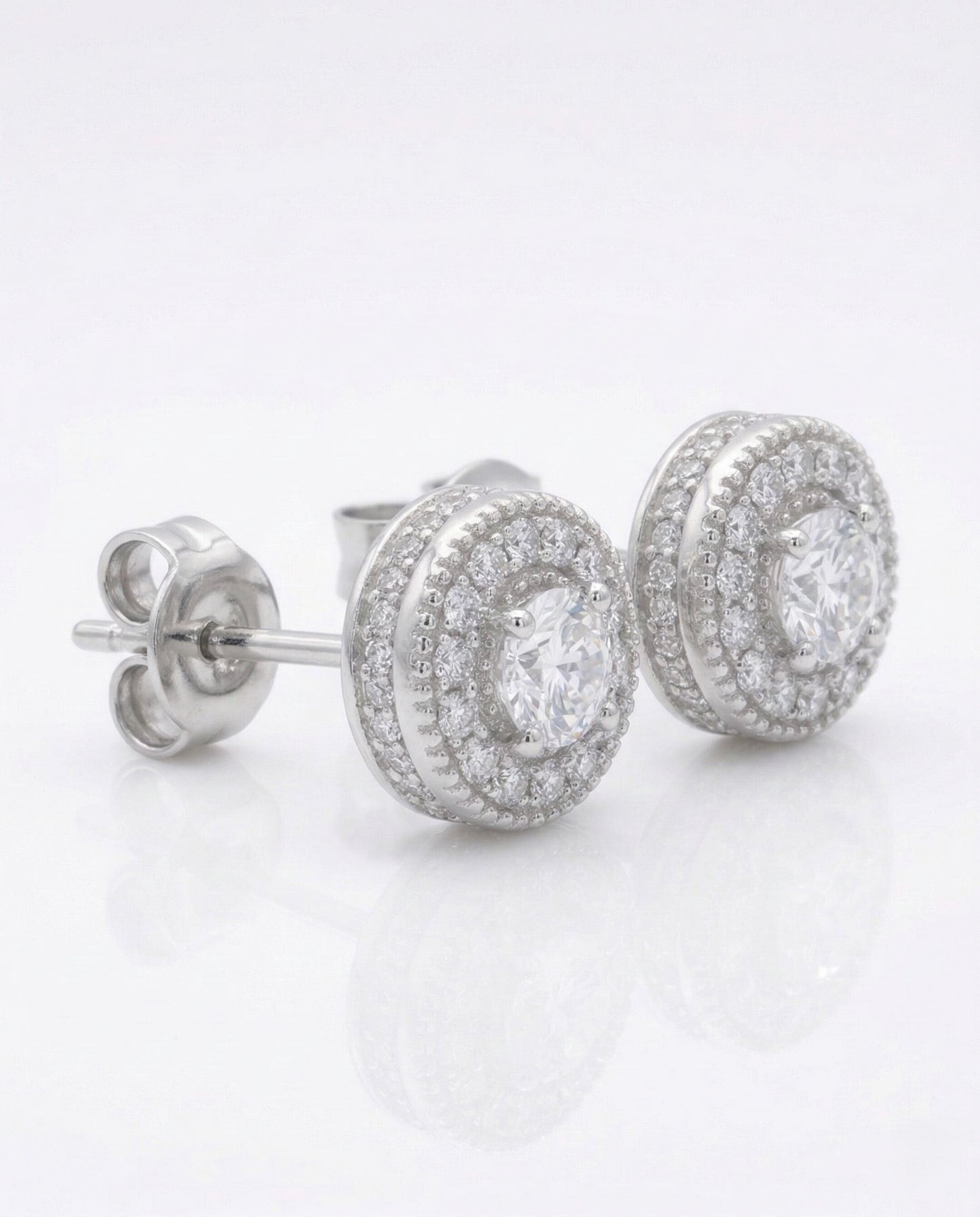MOSSANITE DOUBLE HALO STUDS